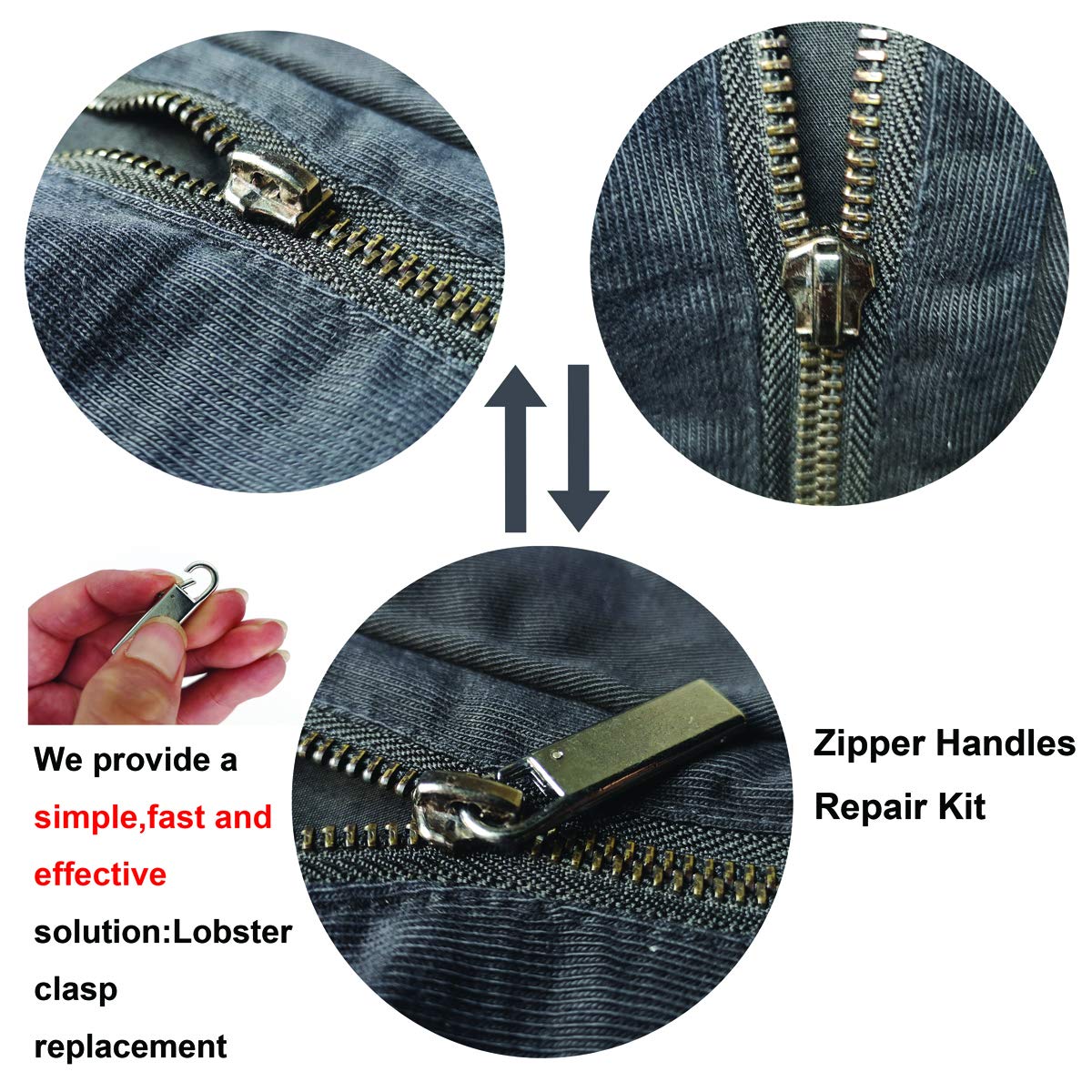 Dolity 10Pcs Detachable Zip Fixer Replacement Zipper Tags Repair