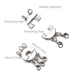 Necklace Separator for Layering, Locking Magnetic Layering Necklace Clasp, Multiple Necklace Clasp 2 Strands Silver/Gold