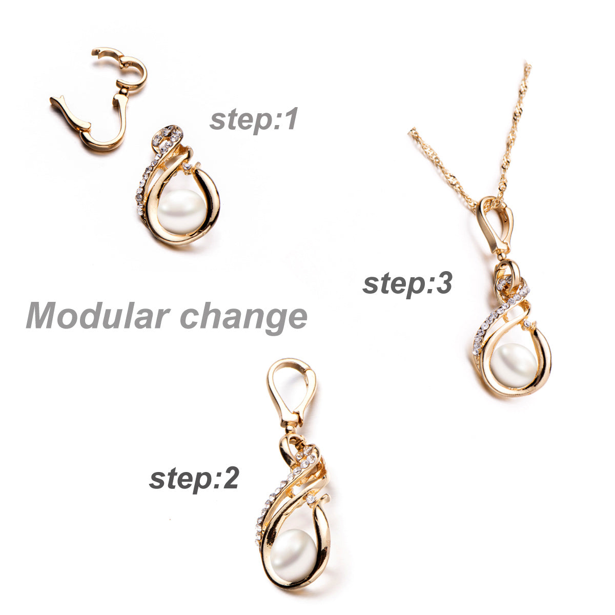 Double Opening Interchangeable Infinity Repair Pendant Bail Clasp Gold