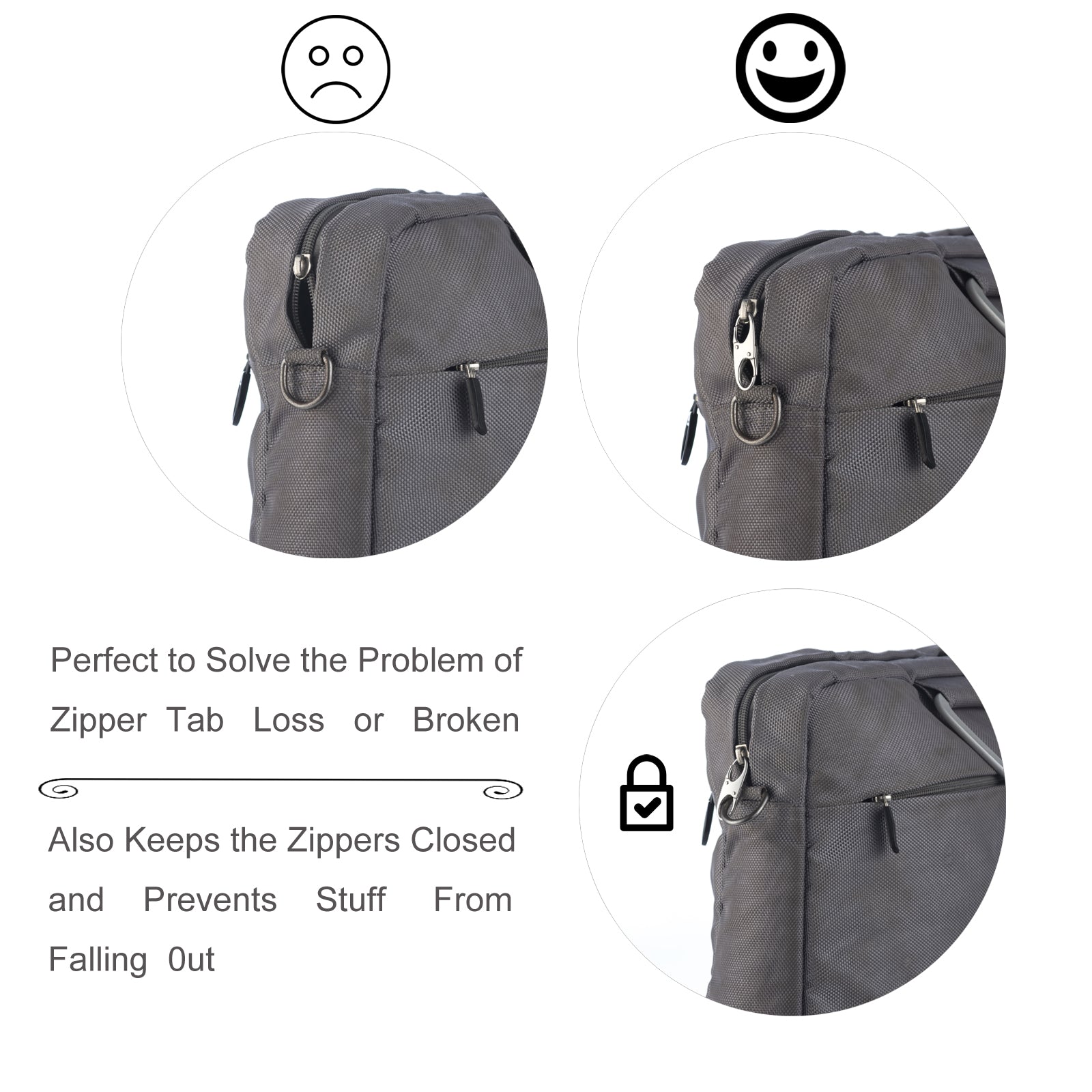 Zipper Clip Theft Deterrent - Backpack Zipper Lock Keep The Zipper Closed, Quick Disconnect Clip 4 Silver