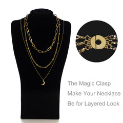 Necklace Separator for Layering, Locking Magnetic Layering Necklace Clasp, Multiple Necklace Clasp 2+3 Strands Silver/Gold