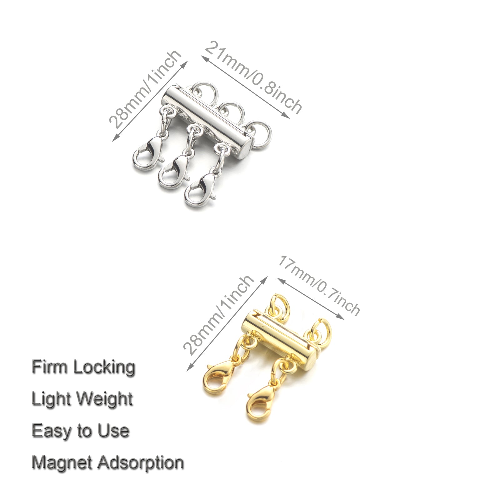 Necklace Layering Clasps Separator for Stackable Necklaces Chains, Necklace Clasps for Layered Look Without Getting Tangled 2+3 Strands (Gold+Silver)