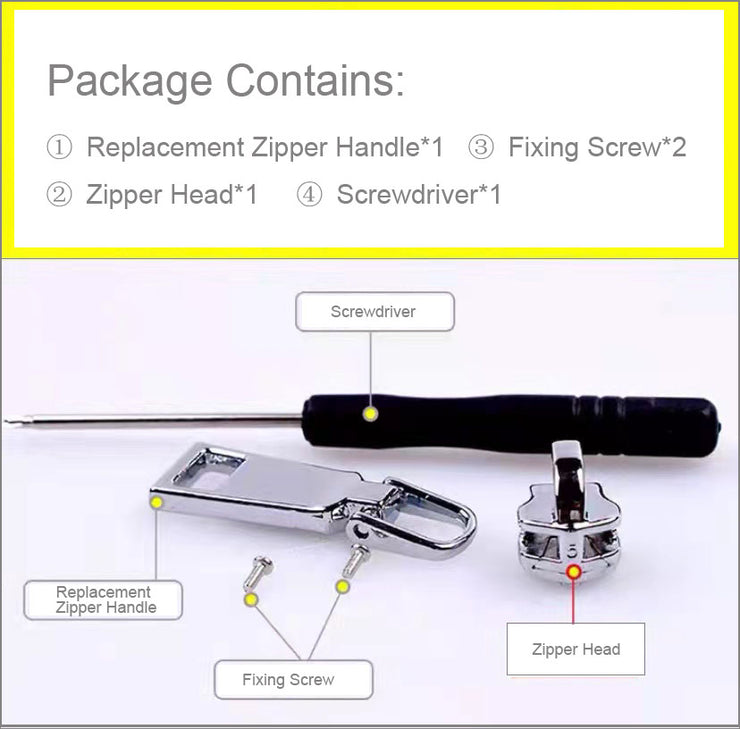 Zipper Slider Pull Fix Repair Replacement Puller - Instant Clip on Zipper