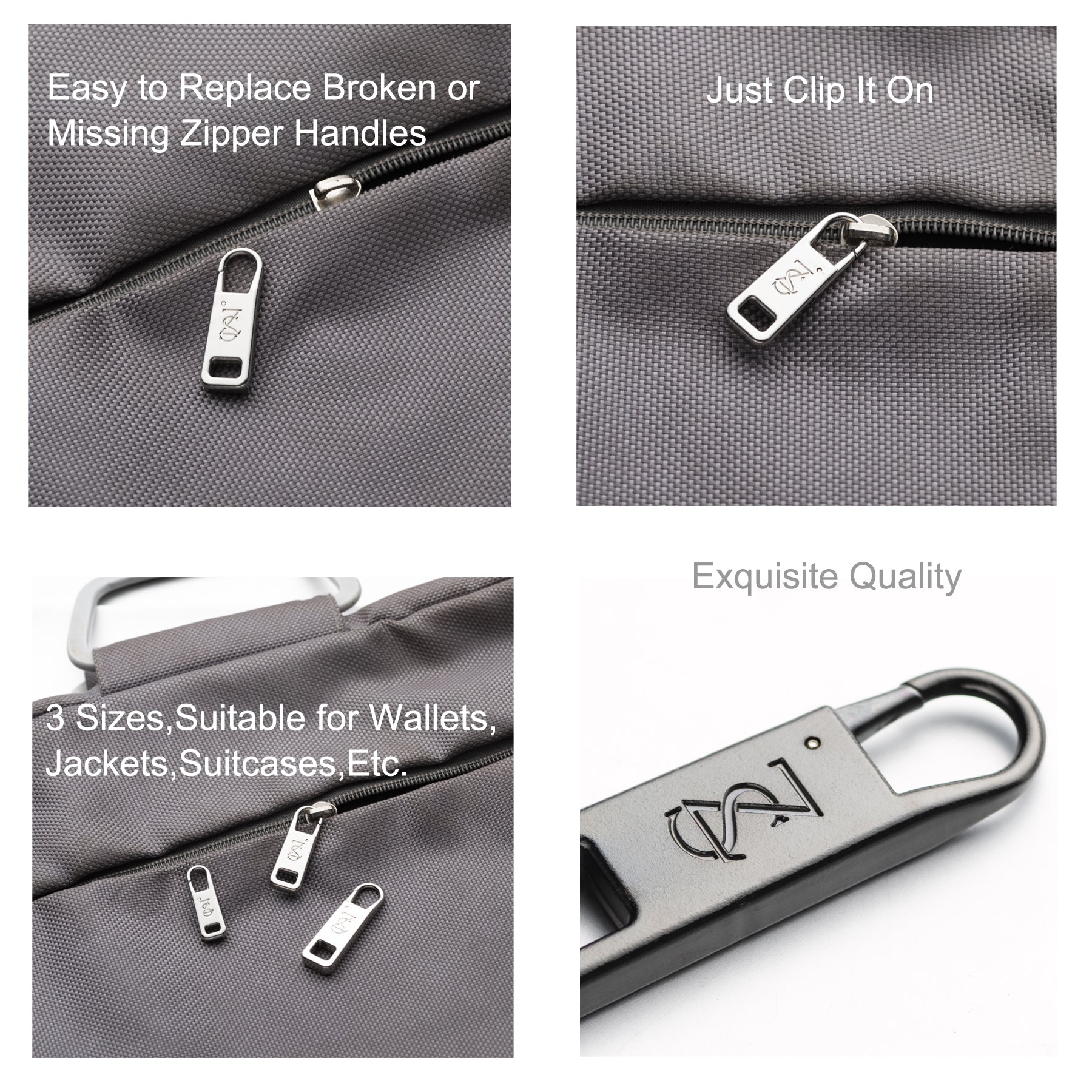 3 Size Zipper Tab Replacement Easy to Replace Broken or Missing Zipper Handles