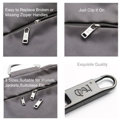 3 Size Zipper Tab Replacement Easy to Replace Broken or Missing Zipper Handles