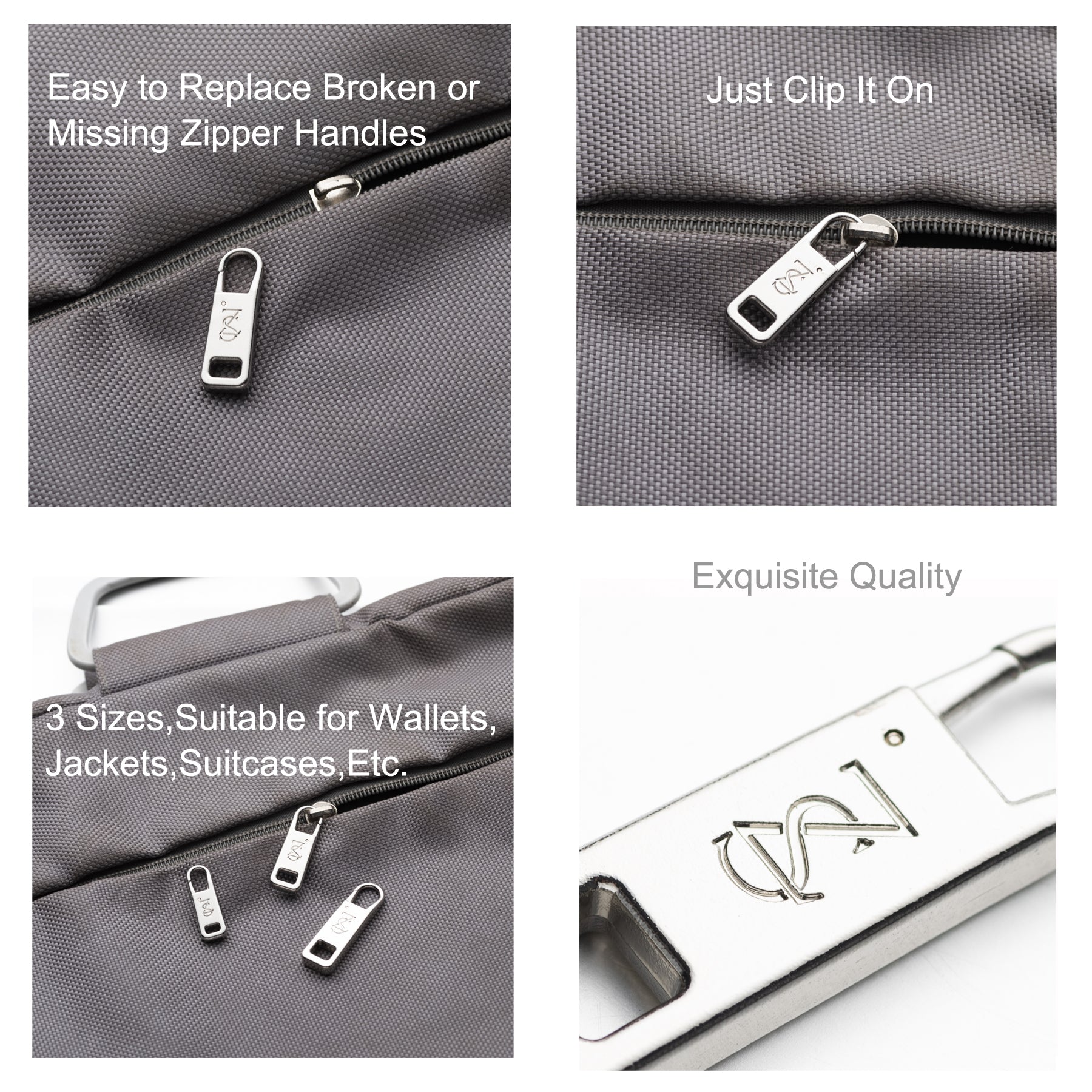 3 Size Luggage Zipper Pulls Replacement - Easy Repair for Broken and Missing Zipper Pulls