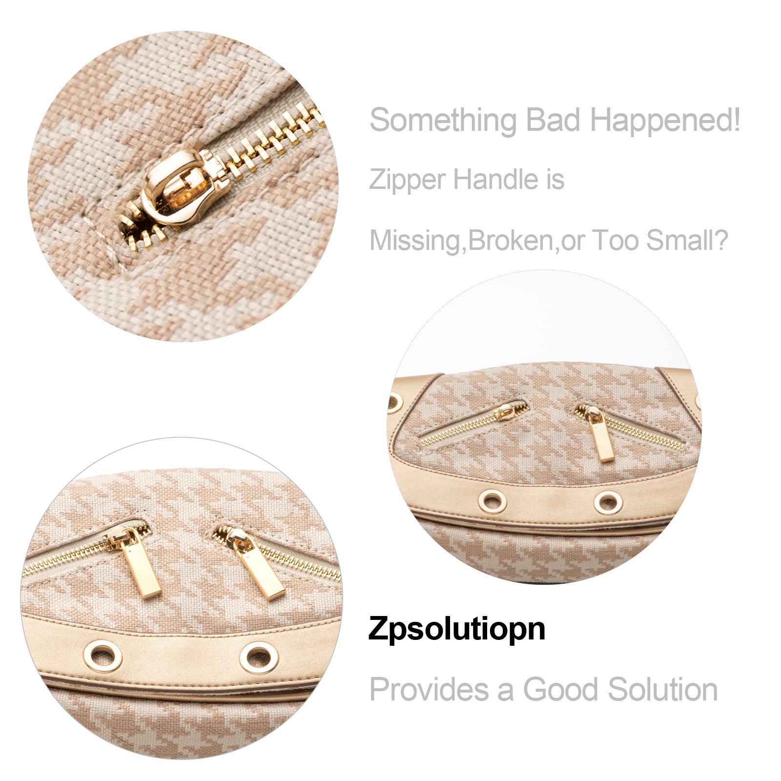 Gold Zipper Pull Replacement Easy Use for Broken and Missing Zipper Pulls