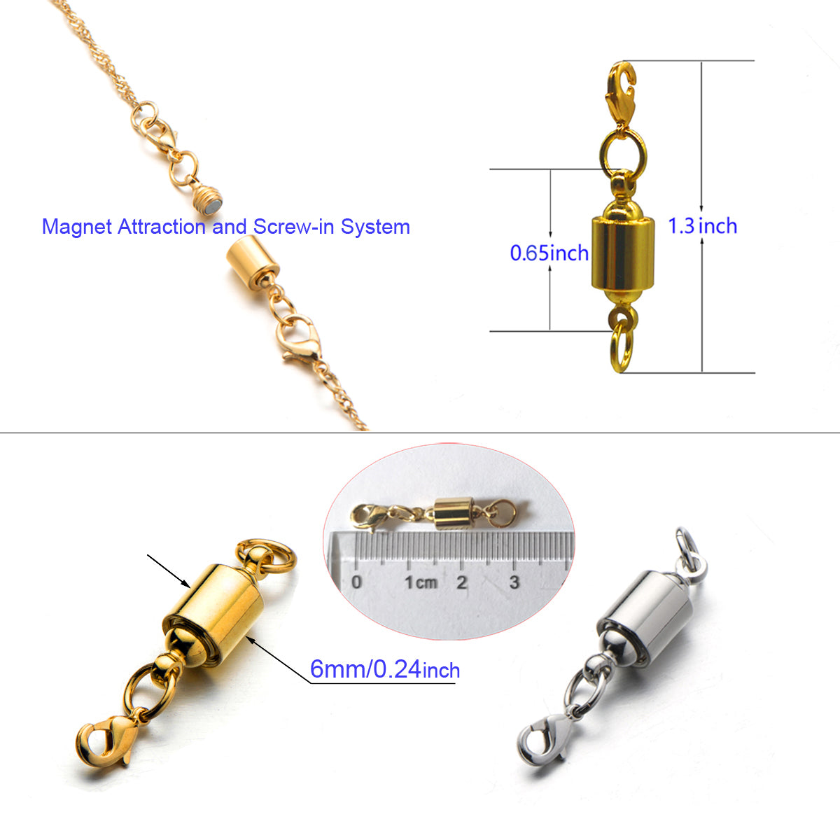 Adjustable Chain Extenders Magnetic Jewelry Clasps for Necklace Bracelet