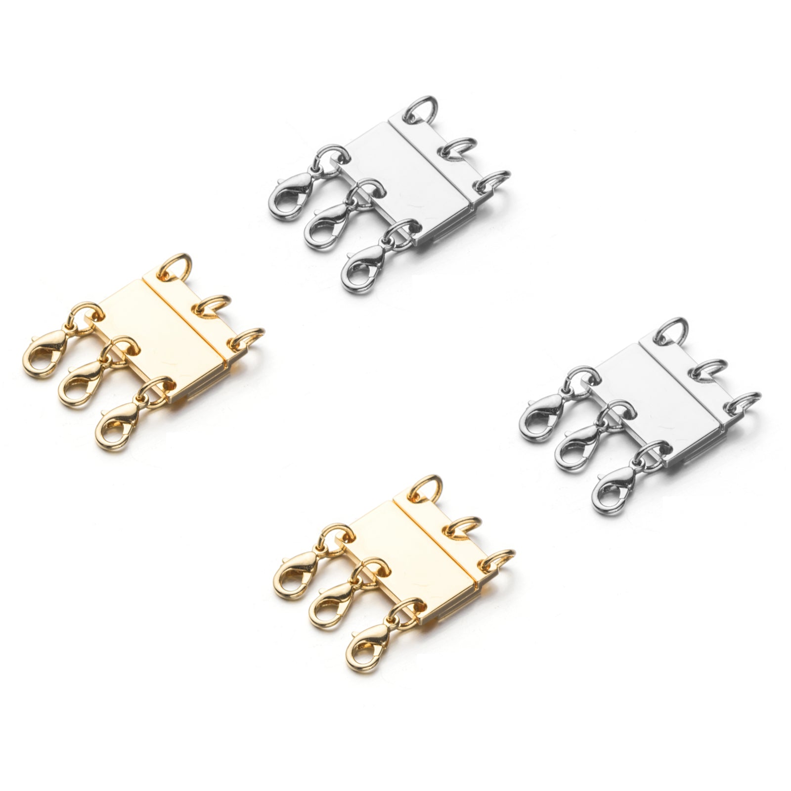 Locking Magnetic Triple Necklace Layering Clasp, Separator for Stackable Necklaces