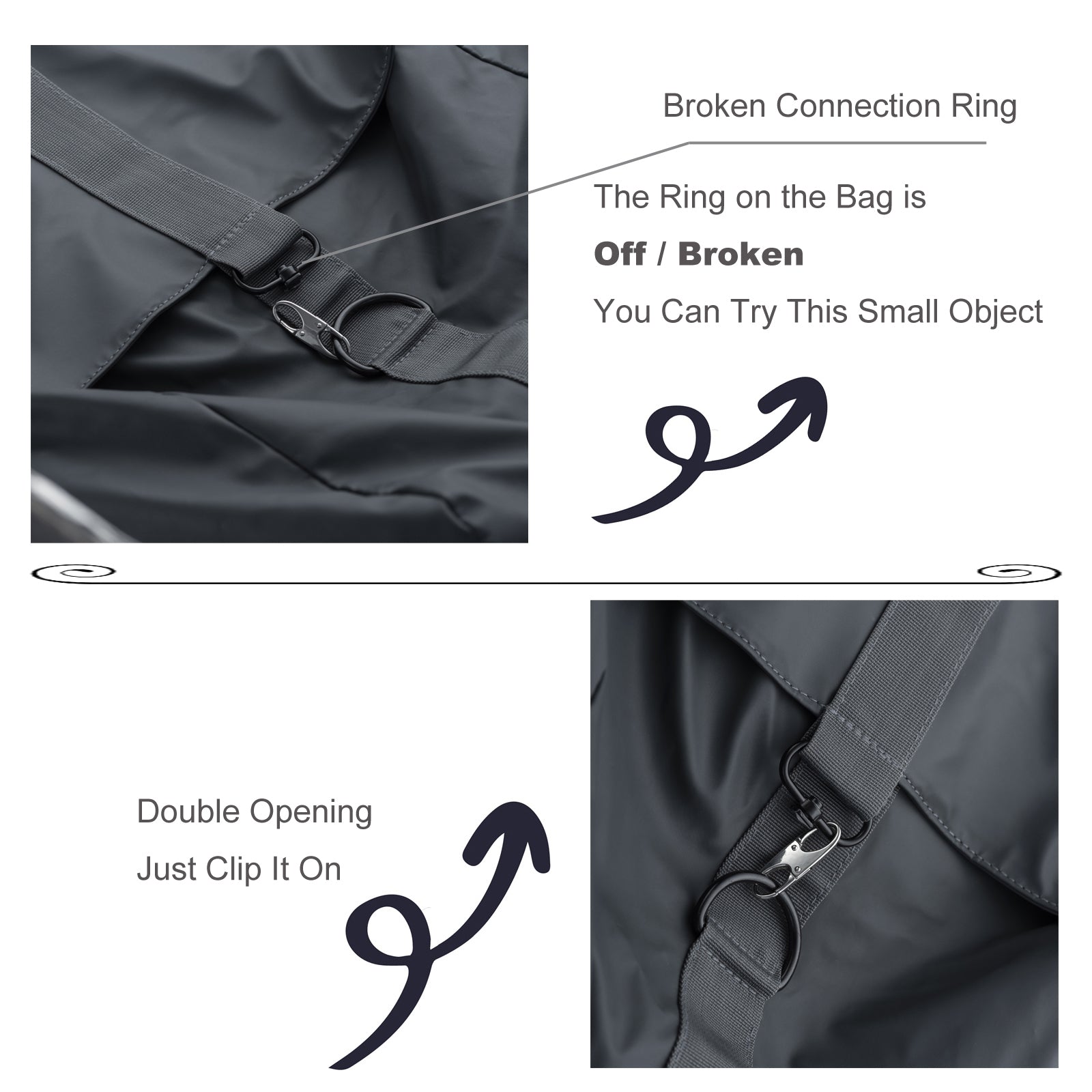 Double Small Carabiner Clips - Zipper Clip Theft Detterent Holding The Zipper Closed