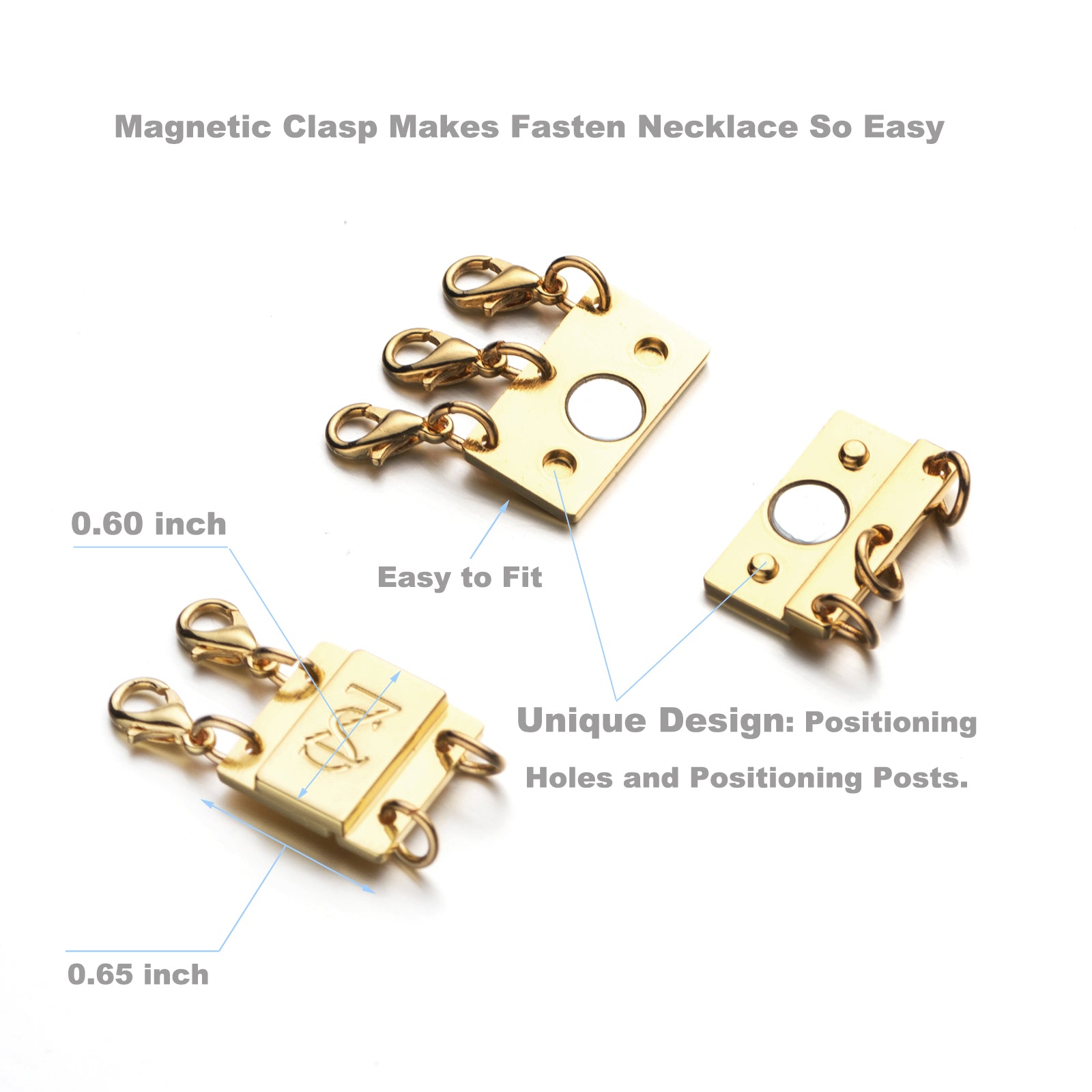 Locking Magnetic Double Necklace Layering Clasp, Separator for Stackable Necklaces