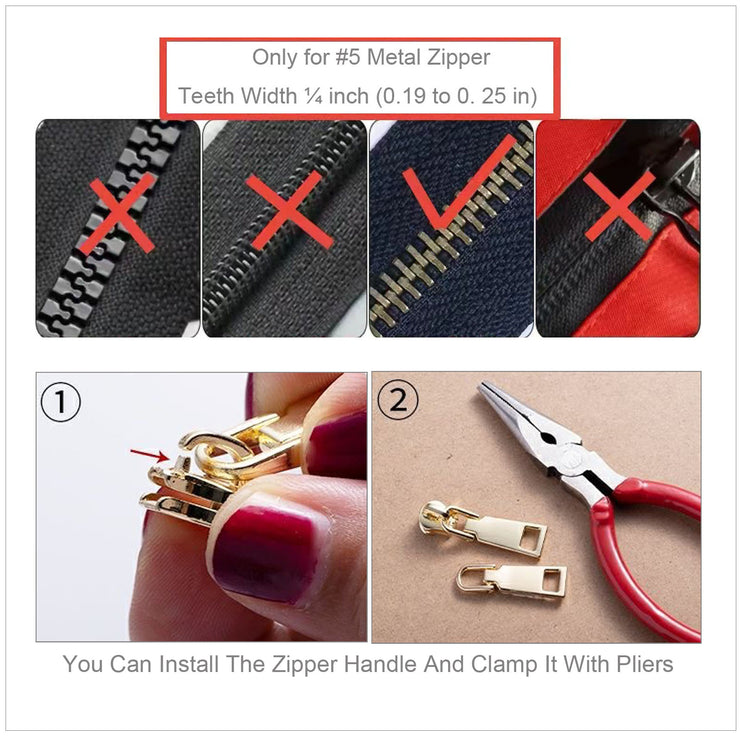  Zpsolution Gold Zipper Pull Replacement Metal Zipper