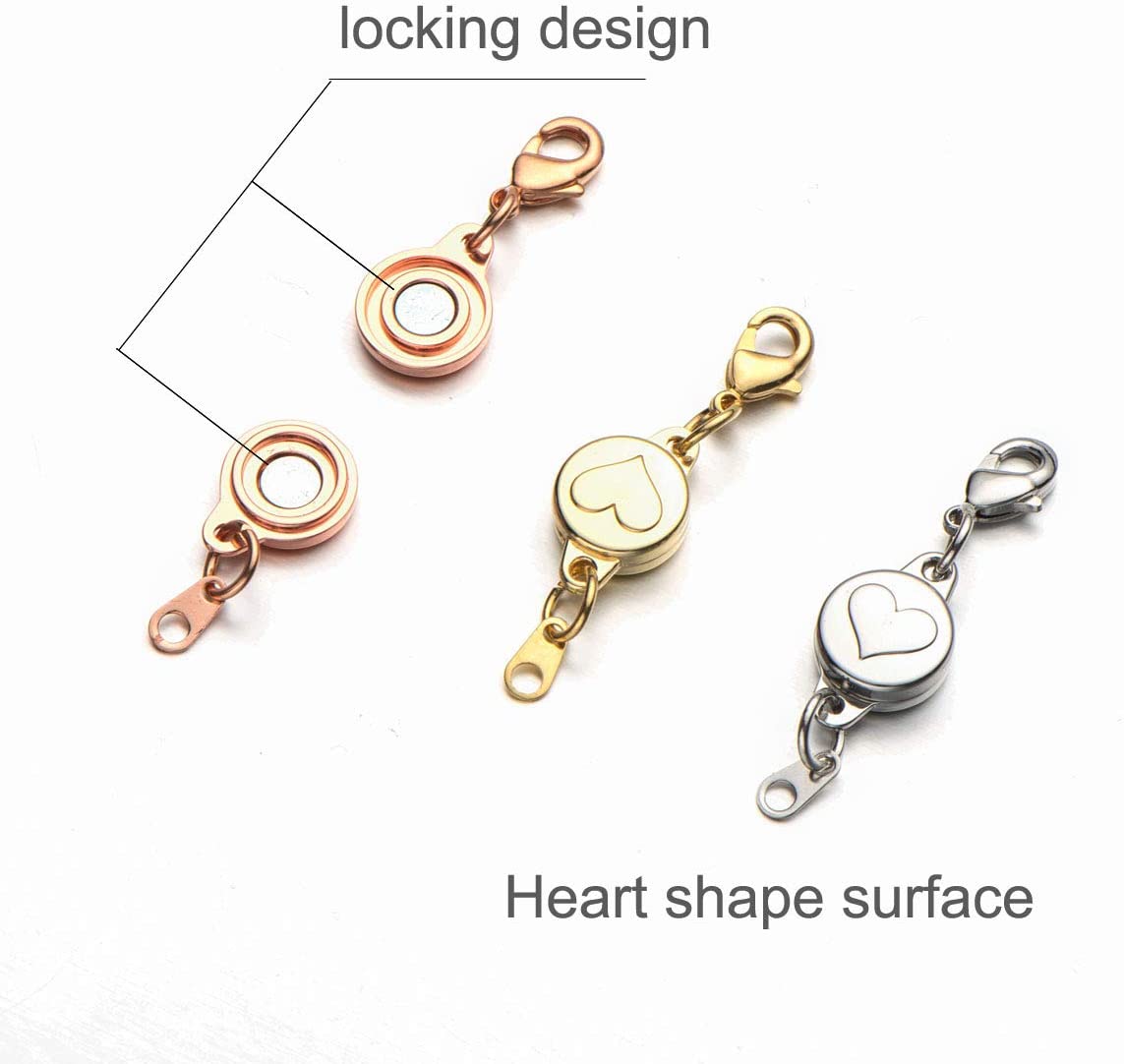 Locking Magnetic Bracelet Necklace Clasps with Heart Badge