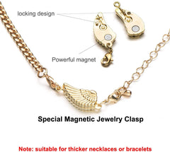 2-in-1 Locking Safety Magnetic Jewelry Clasps Angel Wings Charm Pendants