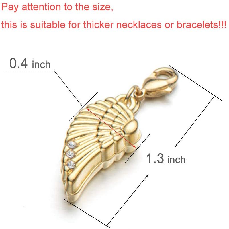 2-in-1 Locking Safety Magnetic Jewelry Clasps Angel Wings Charm Pendants