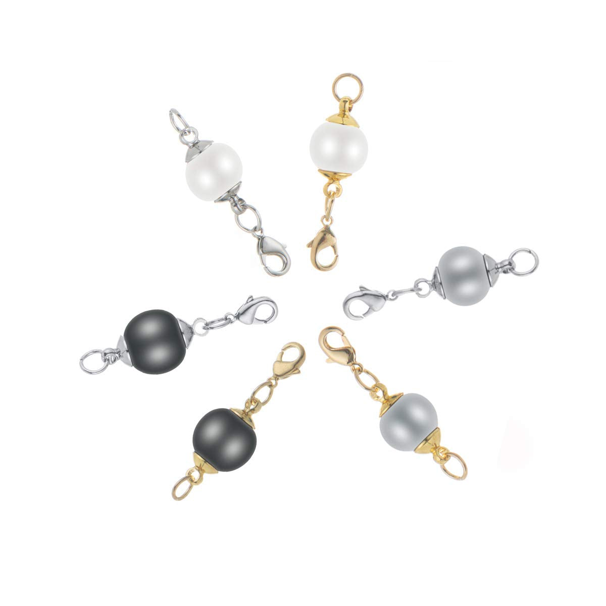 Plated ABS Pearl Magnetic Jewelry Clasps for Necklace  10mm Ball