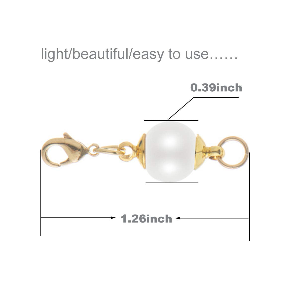 Plated ABS Pearl Magnetic Jewelry Clasps for Necklace  10mm Ball